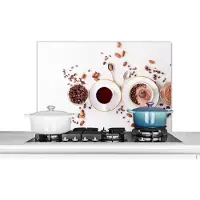 KitchenYeah Spatscherm keuken 90x60 cm - Kookplaat achterwand Koffie - Koffiebonen - Chocolade - Muurbeschermer - Spatwand fornuis - Hoogwaardig aluminium