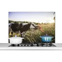 KitchenYeah Spatscherm keuken 100x65 cm - Kookplaat achterwand Koeien - Licht - Natuur - Muurbeschermer - Spatwand fornuis - Hoogwaardig aluminium