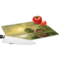 KitchenYeah Glazen Snijplank - 28x20 - Schilderij - Olieverf - Huis - Natuur - Water - Snijplanken Glas