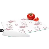 KitchenYeah Glazen Snijplank - 28x20 - Konijnen - Patronen - Dieren - Cartoon - Snijplanken Glas