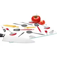 KitchenYeah Glazen Snijplank - 28x20 - Patronen - Keukengerei - Spatel - Deegroller - Snijplanken Glas