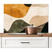 KitchenYeah Spatscherm keuken 100x65 cm - Kookplaat achterwand Vormen - Okergeel - Abstract - Muurbeschermer - Spatwand fornuis - Hoogwaardig aluminium