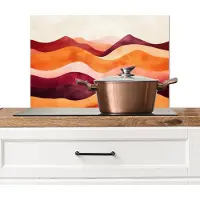 KitchenYeah Spatscherm keuken 70x50 cm - Kookplaat achterwand Abstract - Landschap - Golven - Muurbeschermer - Spatwand fornuis - Hoogwaardig aluminium