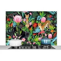 KitchenYeah Spatscherm keuken 120x80 cm - Kookplaat achterwand Jungle - Planten - Dieren - Muurbeschermer - Spatwand fornuis - Hoogwaardig aluminium