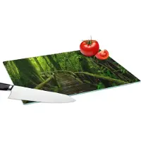 KitchenYeah Glazen Snijplank - 39x28 - Jungle - Brug - Mos - Natuur - Tropisch - Snijplanken Glas