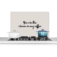 KitchenYeah Spatscherm keuken 80x55 cm - Kookplaat achterwand Quotes - Flirt - Spreuken - Koffie - You are the cream in my coffee - Muurbeschermer - Spatwand fornuis - Hoogwaardig aluminium