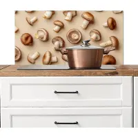 KitchenYeah Spatscherm keuken 80x40 cm - Kookplaat achterwand Kastanje Champignons - Beige - Muurbeschermer - Spatwand fornuis - Hoogwaardig aluminium