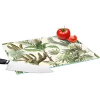 KitchenYeah Glazen Snijplank - 39x28 - Jungle - Palmboom - Bananenplant - Kinderen - Natuur - Planten - Snijplanken Glas