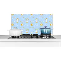 KitchenYeah Spatscherm keuken 90x45 cm - Kookplaat achterwand Patronen - High tea - Thee - Muurbeschermer - Spatwand fornuis - Hoogwaardig aluminium