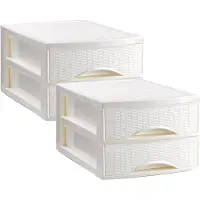 PlasticForte Ladekastje bureau organizer SORTED - 4x - 2 lades - wit - L26 x B35 x H19 cm - kunststof - organiseren