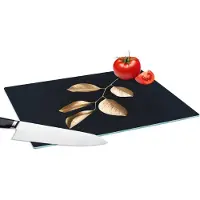 KitchenYeah Glazen Snijplank - 39x28 - Bladeren - Tak - Goud - Luxe - Snijplanken Glas