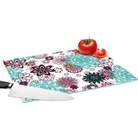 KitchenYeah Glazen Snijplank - 39x28 - Mandala - Bloemen - Patroon - Snijplanken Glas