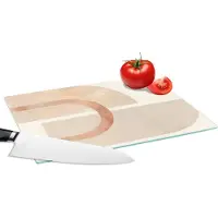 KitchenYeah Glazen Snijplank - 28x20 - Design - Roze - Beige - Snijplanken Glas
