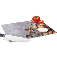 KitchenYeah Glazen Snijplank - 39x28 - Melk - Koekjes - Noten - Specerijen - Herfst - Snijplanken Glas