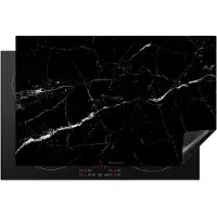 KitchenYeah Inductie beschermer 81x52 cm - Zwart - Wit - Marmer print - Afdekplaat voor kookplaat - Inductieplaat mat - Beschermingsmat - Beschermplaat - Keuken bescherm decoratie - Afdek kookplaten