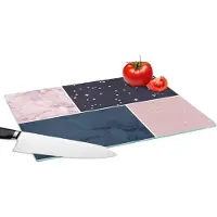 KitchenYeah Glazen Snijplank - 39x28 - Marmer - Blauw - Roze - Collage - Snijplanken Glas