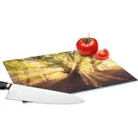 KitchenYeah Glazen Snijplank - 28x20 - Boom - Bos - Zon - Snijplanken Glas