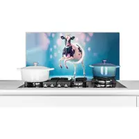 KitchenYeah Spatscherm keuken 80x40 cm - Kookplaat achterwand Koe - Kroon - Ballet - Blauw - Roze - Kinderen - Muurbeschermer - Spatwand fornuis - Hoogwaardig aluminium