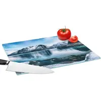 KitchenYeah Glazen Snijplank - 39x28 - Water - Bergen - Natuur - Snijplanken Glas