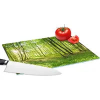 KitchenYeah Glazen Snijplank - 28x20 - Natuur - Bomen - Bos - Groen - Zonlicht - Snijplanken Glas