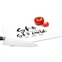KitchenYeah Glazen Snijplank - 28x20 - Quotes - Spreuken - She believed she could so she did - Snijplanken Glas