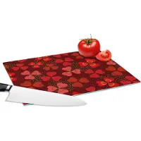 KitchenYeah Glazen Snijplank - 28x20 - Patroon - Klaver - Rood - Snijplanken Glas
