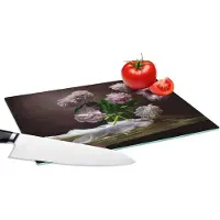 KitchenYeah Glazen Snijplank - 28x20 - Pioenrozen - Stilleven - Bloemen - Snijplanken Glas