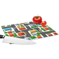 KitchenYeah Glazen Snijplank - 28x20 - Patronen - Auto - Huis - Jongens - Kinderen - Kids - Snijplanken Glas