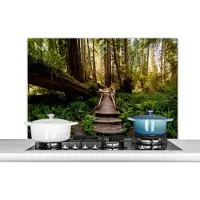 KitchenYeah Spatscherm keuken 100x65 cm - Kookplaat achterwand Jungle - Natuur - Trap - Bomen - Muurbeschermer - Spatwand fornuis - Hoogwaardig aluminium