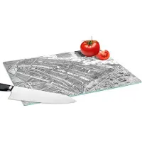 KitchenYeah Glazen Snijplank - 39x28 - Grote en historische stadskaart van het Noord-Hollandse Amsterdam - zwart wit - Snijplanken Glas