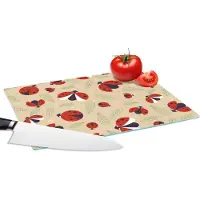 KitchenYeah Glazen Snijplank - 28x20 - Lieveheersbeestje - Bladeren - Design - Snijplanken Glas