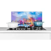 KitchenYeah Spatscherm keuken 60x30 cm - Kookplaat achterwand Schilderij - Boten - Water - Muurbeschermer - Spatwand fornuis - Hoogwaardig aluminium