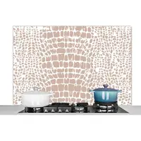 KitchenYeah Spatscherm keuken 120x80 cm - Kookplaat achterwand Dierenprint - Slang - Roze - Pastel - Muurbeschermer - Spatwand fornuis - Hoogwaardig aluminium