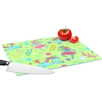 KitchenYeah Glazen Snijplank - 39x28 - Ballerina - Eenhoorn - Patronen - Regenboog - Snijplanken Glas