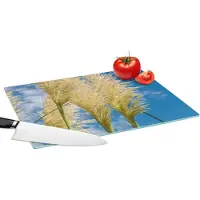 KitchenYeah Glazen Snijplank - 39x28 - Planten - Pampasgras - Lucht - Snijplanken Glas