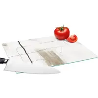 KitchenYeah Glazen Snijplank - 28x20 - Verf - Zwart - Wit - Snijplanken Glas