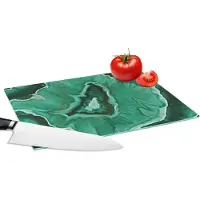 KitchenYeah Glazen Snijplank - 28x20 - Marmer - Aqua - Groen - Snijplanken Glas