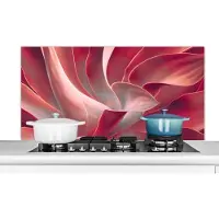 KitchenYeah Spatscherm keuken 120x60 cm - Kookplaat achterwand Stilleven - Bladeren - Plant - Roze - Muurbeschermer - Spatwand fornuis - Hoogwaardig aluminium