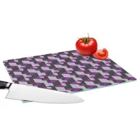 KitchenYeah Glazen Snijplank - 28x20 - Blokken - Patronen - 3D - Paars - Snijplanken Glas