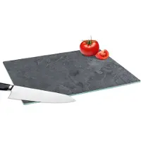 KitchenYeah Glazen Snijplank - 39x28 - Grijs - Beton - Leisteen - Structuur - Retro - Snijplanken Glas