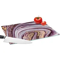KitchenYeah Glazen Snijplank - 39x28 - Marmer - Roze - Goud - Glitter - Marmerlook - Luxe - Snijplanken Glas