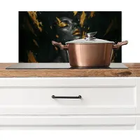 KitchenYeah Spatscherm keuken 60x30 cm - Kookplaat achterwand Gezicht - Vrouw - Verfspatten - Abstract - Muurbeschermer - Spatwand fornuis - Hoogwaardig aluminium