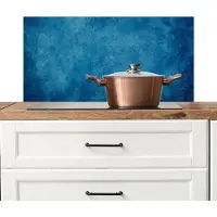 KitchenYeah Spatscherm keuken 80x40 cm - Kookplaat achterwand Beton - Blauw - Vintage - Structuur - Industrieel - Muurbeschermer - Spatwand fornuis - Hoogwaardig aluminium