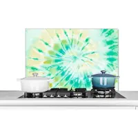 KitchenYeah Spatscherm keuken 80x55 cm - Kookplaat achterwand Tie dye - Patroon - Spiraal - Muurbeschermer - Spatwand fornuis - Hoogwaardig aluminium