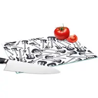 KitchenYeah Glazen Snijplank - 28x20 - Gitaar - Patronen - Zwart Wit - Snijplanken Glas