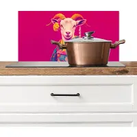 KitchenYeah Spatscherm keuken 60x30 cm - Kookplaat achterwand Geit - Hoorns - Kimono - Kleurrijk - Muurbeschermer - Spatwand fornuis - Hoogwaardig aluminium