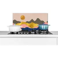 KitchenYeah Spatscherm keuken 60x30 cm - Kookplaat achterwand Goud - Pastel - Patronen - Muurbeschermer - Spatwand fornuis - Hoogwaardig aluminium