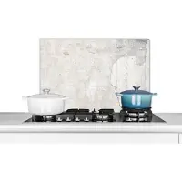 KitchenYeah Spatscherm keuken 70x50 cm - Kookplaat achterwand Cement - Gips - Wit - Vintage - Structuren - Muurbeschermer - Spatwand fornuis - Hoogwaardig aluminium