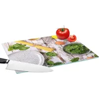 KitchenYeah Glazen Snijplank - 39x28 - Pasta - Kruiden - Ei - Citroen - Keuken - Snijplanken Glas