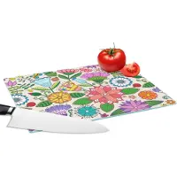 KitchenYeah Glazen Snijplank - 28x20 - Bloemen - Regenboog - Vlinder - Design - Snijplanken Glas